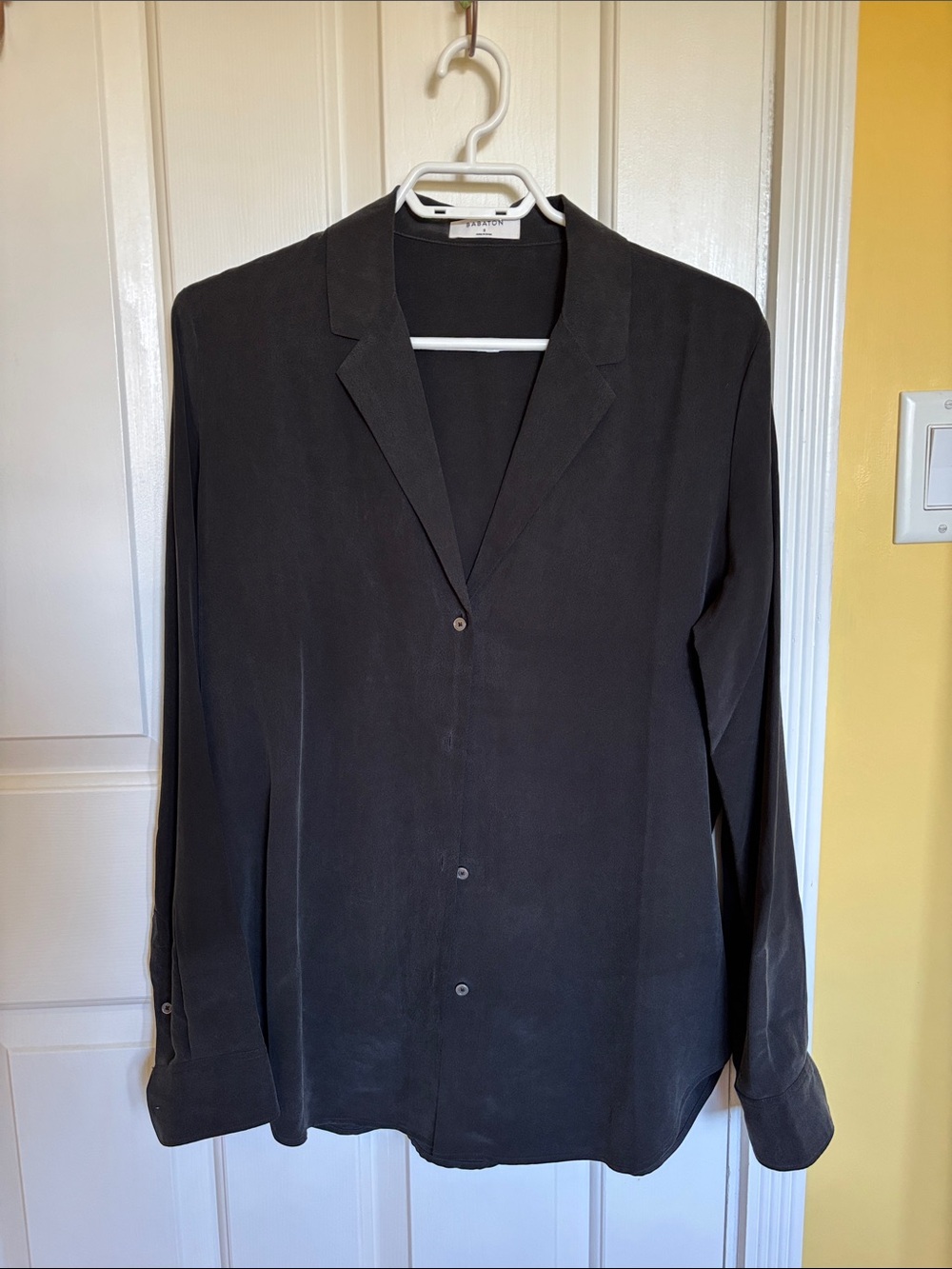Babaton Women’s Black Silk Button Up Top